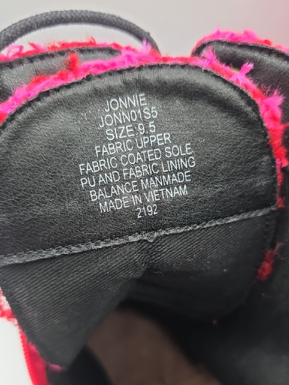 Betsey Johnson Jonnie Hot Pink & Red Tweed Lace-Up Combat Boots w/Pearl Accent - Picture 14 of 15